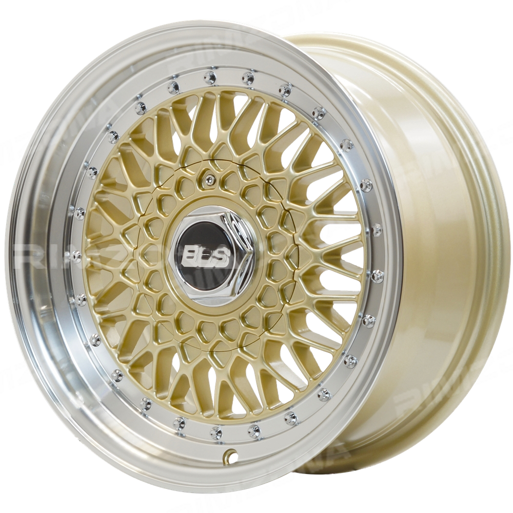 Литые диски REPLIKAA BBS RS R15 7J 4x114.3/4x100 ET25 dia 73.1 (ЗОЛОТО С  ХРОМИРОВАННЫМИ БОЛТИКАМИ И ЦЕНТРАЛЬНОЙ КРЫШКОЙ) купить в Казани по выгодной  цене